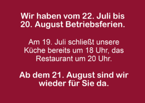 Öffnungszeiten Betriebsferien